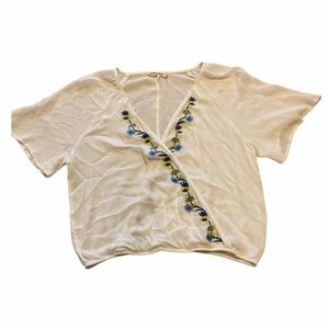 White, floral crop top